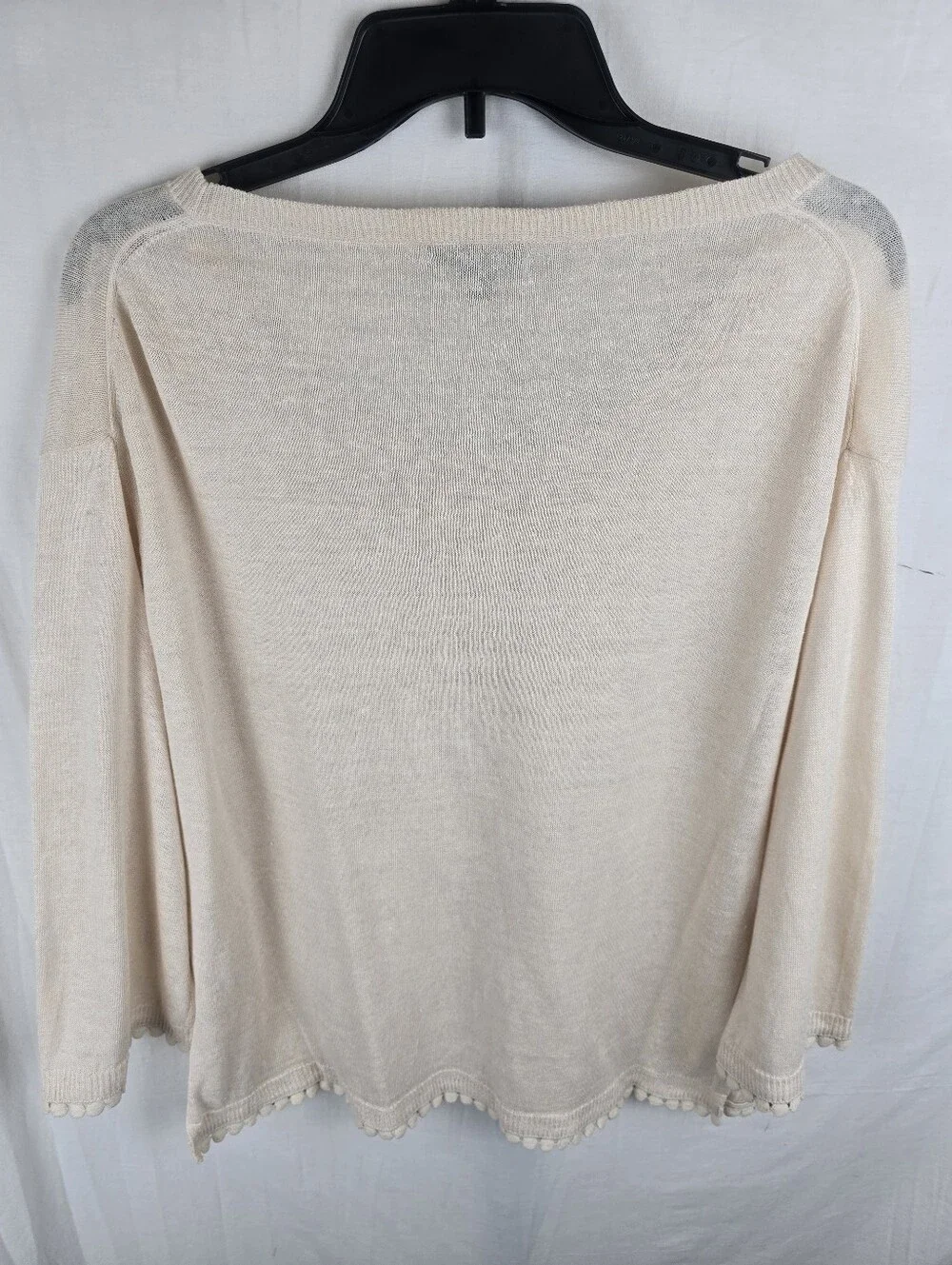 J. Crew Cream Scoop Neck Lightweight Linen Sweater Sz M